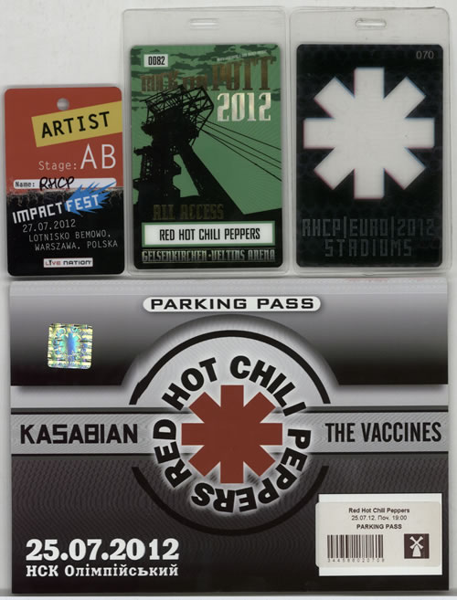 Red Hot Chili Peppers Europe 2012 Legs 1-2 & 3 + Passes Itinerary UK RHCITEU613219