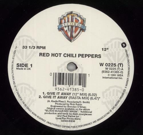 Red Hot Chili Peppers Give It Away 12" vinyl single (12 inch record / Maxi-single) UK RHC12GI653152