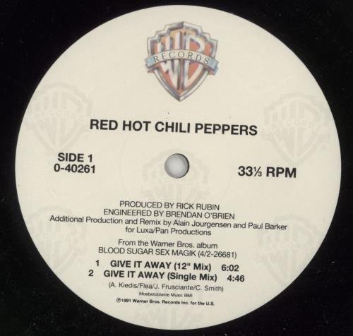 Red Hot Chili Peppers Give It Away 12" vinyl single (12 inch record / Maxi-single) US RHC12GI869439