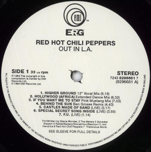 Red Hot Chili Peppers Out In L.A. - Numbered Sleeve vinyl LP album (LP record) UK RHCLPOU881378
