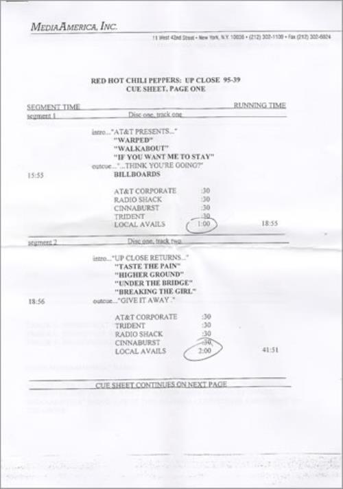 Red Hot Chili Peppers Up Close Radio Show CD album (CDLP) US RHCCDUP93058