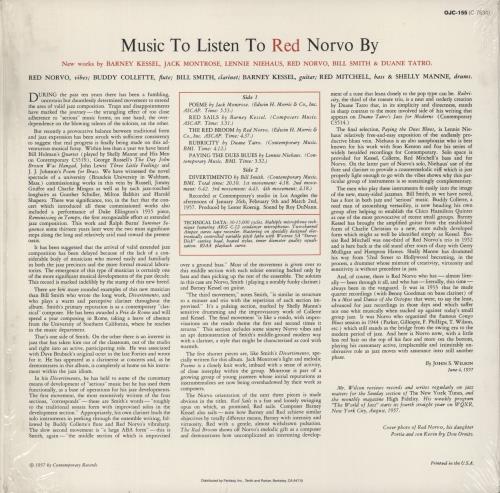 Red Norvo Music To Listen To vinyl LP album (LP record) US RN0LPMU875628