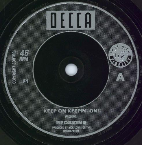 Redskins Keep On Keepin' On! - Silver/Black Labels 7" vinyl single (7 inch record / 45) UK RKN07KE770846