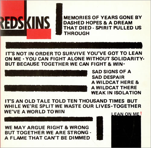 Redskins Lean On Me 7" vinyl single (7 inch record / 45) UK RKN07LE275295