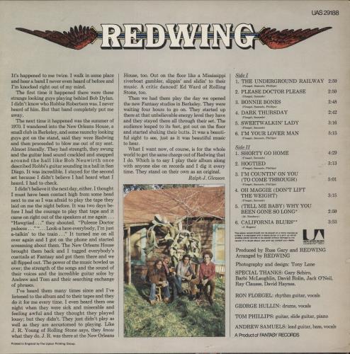 Redwing Redwing vinyl LP album (LP record) UK DWGLPRE210118