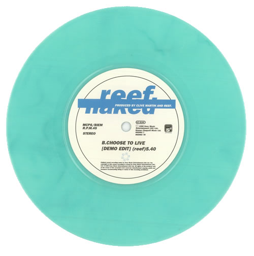 Reef Naked - Aquamarine Vinyl 7" vinyl single (7 inch record / 45) UK EEF07NA48011