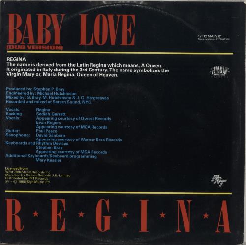 Regina Baby Love 12" vinyl single (12 inch record / Maxi-single) UK R.G12BA508113