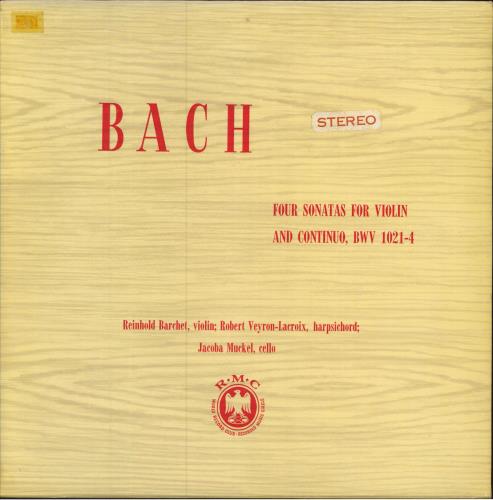 Reinhold Barchet Bach: Four Sonatas For Violin And Continuo, BWV 1021-4 vinyl LP album (LP record) UK 3-KLPBA783921
