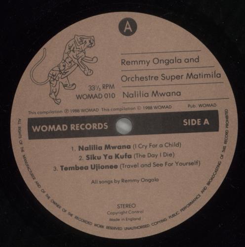Remmy Ongala Nalilia Mwana vinyl LP album (LP record) UK -F-LPNA882732