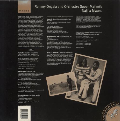 Remmy Ongala Nalilia Mwana vinyl LP album (LP record) UK -F-LPNA882732