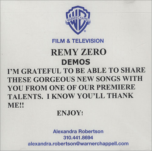 Remy Zero 2003 Demos CD-R acetate US RMYCRDE261242