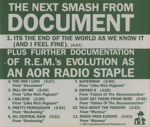 REM An A.O.R Radio Staple CD album (CDLP) US REMCDAN36703