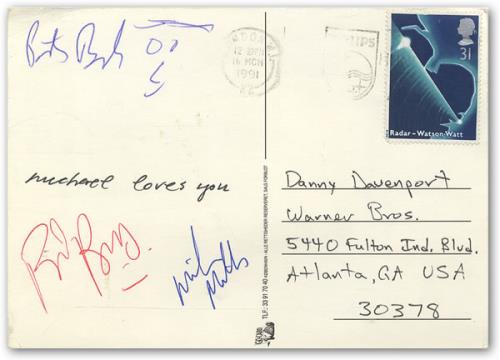 REM Autographed Postcard memorabilia US REMMMAU442051