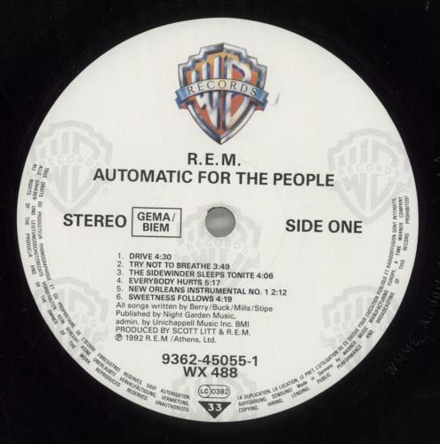 REM Automatic For The People - 1st - VG vinyl LP album (LP record) UK REMLPAU710882