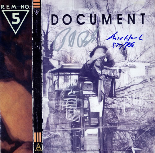REM Document - Autographed vinyl LP album (LP record) UK REMLPDO466169