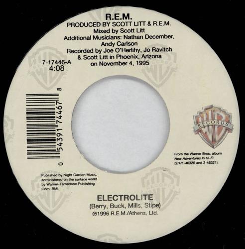 REM Electrolite 7" vinyl single (7 inch record / 45) US REM07EL764924