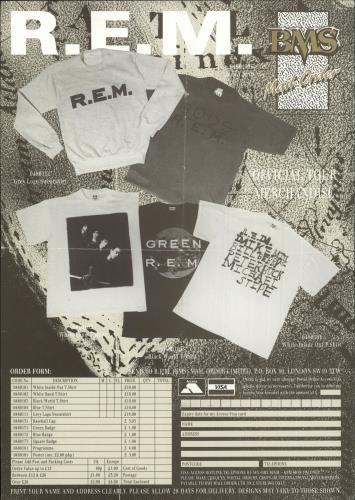 REM Green + Back Stickers & Merchandise Insert vinyl LP album (LP record) UK REMLPGR746341