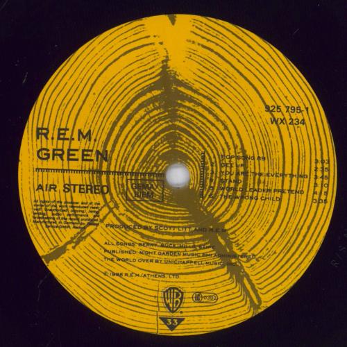 REM Green - Back Sticker-promo vinyl LP album (LP record) UK REMLPGR786706