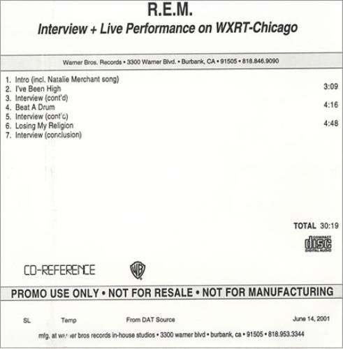 REM Interview + Live Performance On WXRT-Chicago CD-R acetate US REMCRIN390445