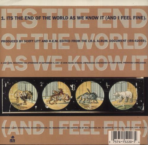 REM It's The End Of The World As We Know It (And I Feel Fine) 7" vinyl single (7 inch record / 45) US REM07IT62430