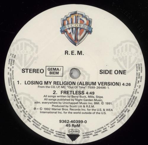 REM Losing My Religion 12" vinyl single (12 inch record / Maxi-single) German REM12LO291897