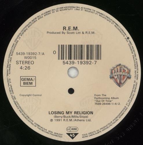 REM Losing My Religion 7" vinyl single (7 inch record / 45) UK REM07LO60113