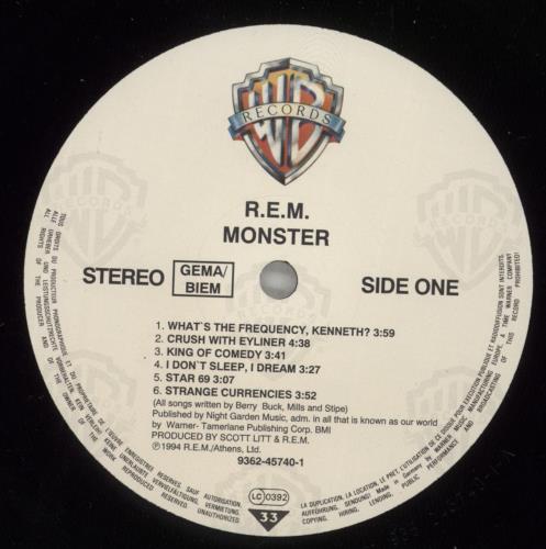 REM Monster vinyl LP album (LP record) German REMLPMO362522