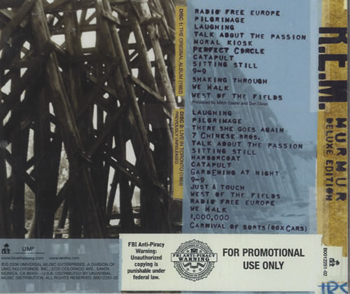 REM Murmur - Deluxe Edition CD-R acetate US REMCRMU460795