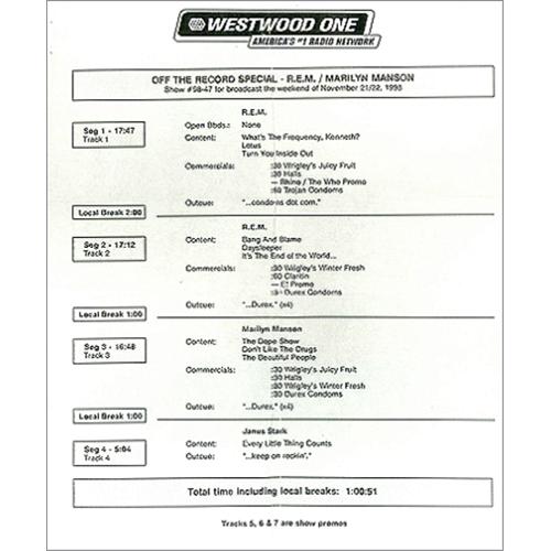 REM Off The Record Special CD-R acetate US REMCROF143993