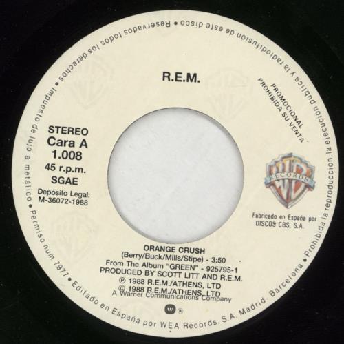 REM Orange Crush 7" vinyl single (7 inch record / 45) Spanish REM07OR123622