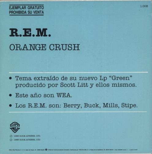 REM Orange Crush 7" vinyl single (7 inch record / 45) Spanish REM07OR123622