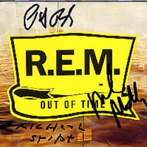 REM Out Of Time - AUTOGRAPHED on the front CD album (CDLP) UK REMCDOU263514