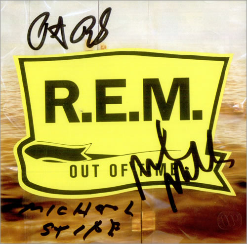 REM Out Of Time - Autographed CD album (CDLP) US REMCDOU515729