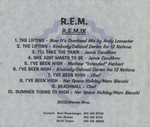REM R.E.M.I.X CD-R acetate US REMCRRE473325
