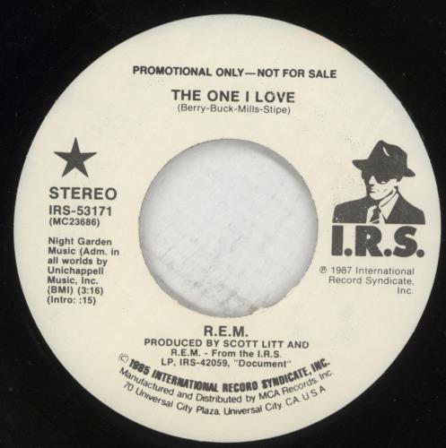 REM The One I Love 7" vinyl single (7 inch record / 45) US REM07TH864333