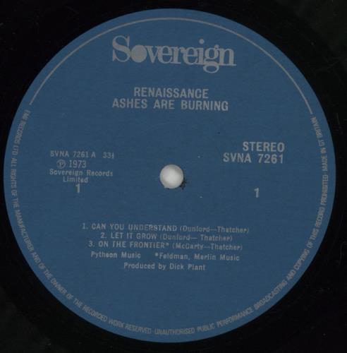 Renaissance Ashes Are Burning vinyl LP album (LP record) UK RENLPAS264344