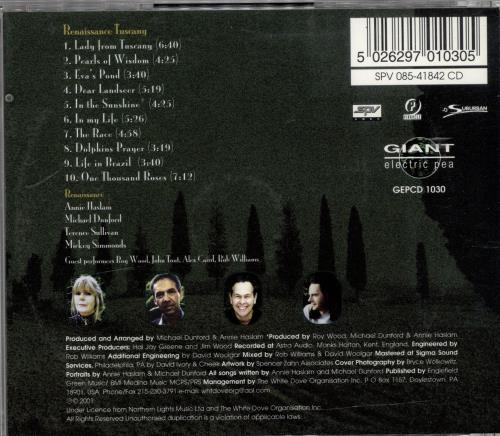 Renaissance Tuscany CD album (CDLP) UK RENCDTU700778