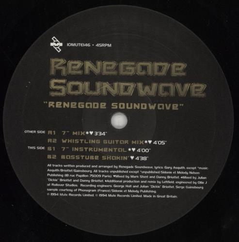 Renegade Soundwave Renegade Soundwave 10" vinyl single (10 inch record) UK RSW10RE42238