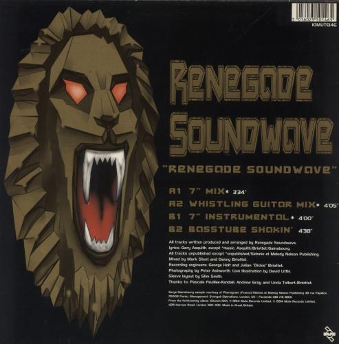 Renegade Soundwave Renegade Soundwave 10" vinyl single (10 inch record) UK RSW10RE42238