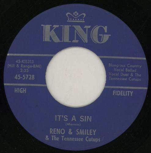 Reno & Smiley It's A Sin 7" vinyl single (7 inch record / 45) US AJG07IT759480