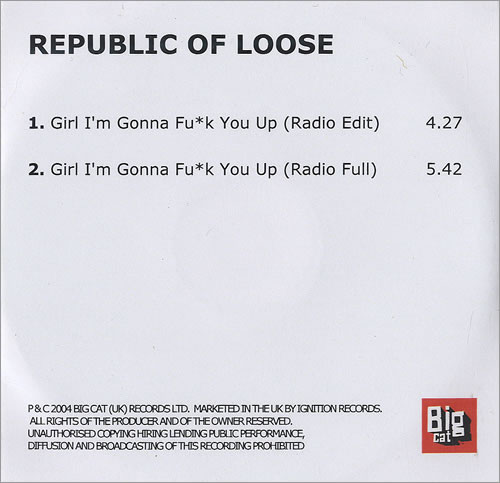 Republic Of Loose Girl I'm Gonna F*ck You Up CD-R acetate UK RPICRGI478644