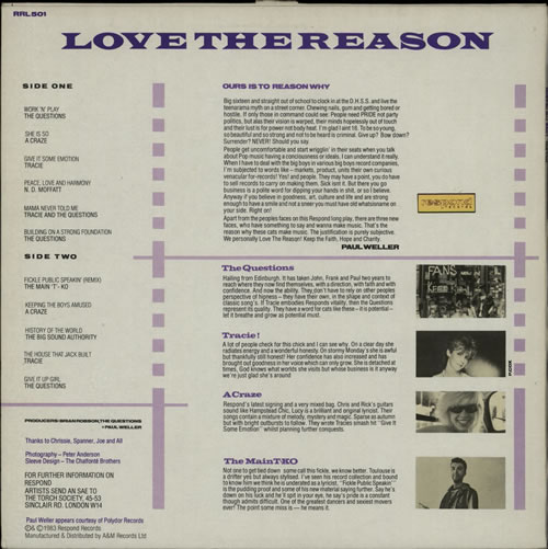 Respond Label Love The Reason vinyl LP album (LP record) UK RPDLPLO616635