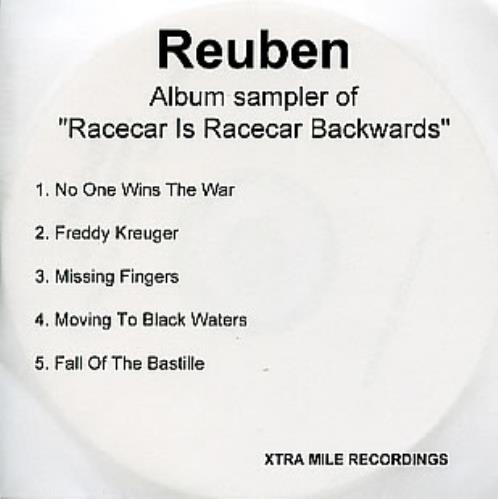 Reuben Racecar Is Racecar Backwards - Sampler CD-R acetate UK REUCRRA289330