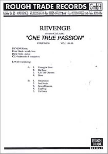 Revenge One True Passion - white label vinyl LP album (LP record) German REVLPON163041