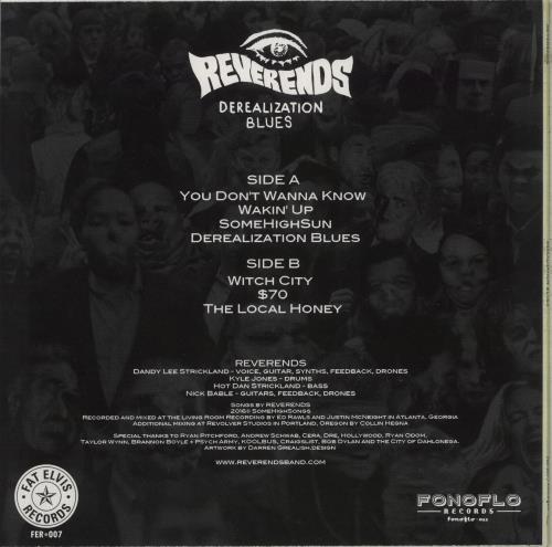 Reverends Derealization Blues - 'Extreme Label Blowout' vinyl LP album (LP record) US 9V8LPDE883897