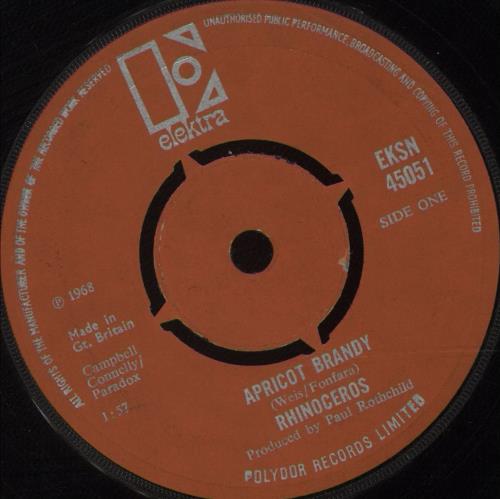 Rhinoceros Apricot Brandy 7" vinyl single (7 inch record / 45) UK HIN07AP679702