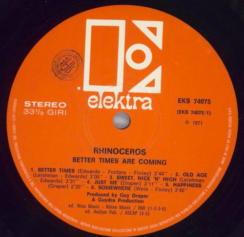 Rhinoceros Better Times Are Coming vinyl LP album (LP record) Italian HINLPBE823622