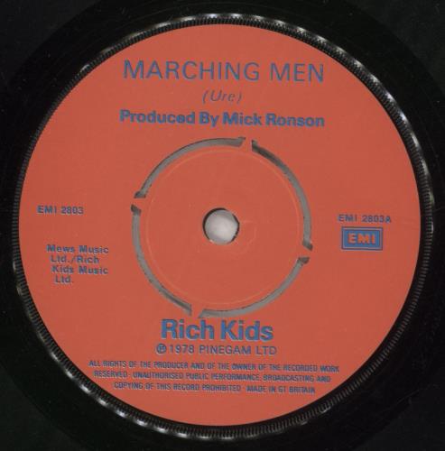 Rich Kids Marching Men + Sleeve 7" vinyl single (7 inch record / 45) UK RKI07MA180436