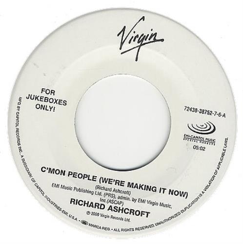 Richard Ashcroft C'mon People 7" vinyl single (7 inch record / 45) US CFT07CM179318