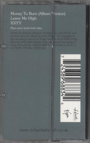 Richard Ashcroft Money To Burn cassette single European CFTCSMO244249